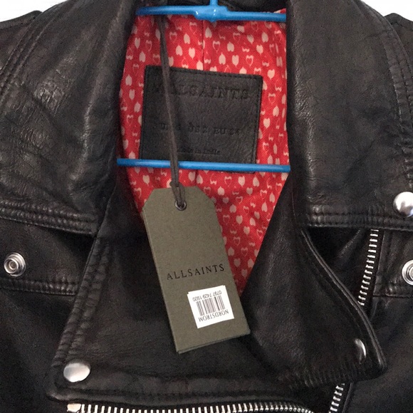 All Saints Estae Leather Biker Jacket - Picture 4 of 8
